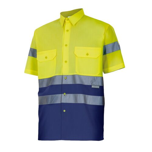 Camisa de alta visbilidad bicolor Azul Marino / Amarillo Fluor (60) Talla S