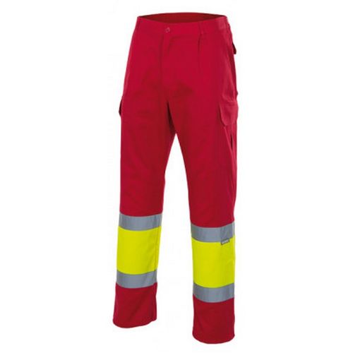 Pantaln bicolor alta visibilidad forrado Rojo / Amarillo Fluor (20/12) Talla XL