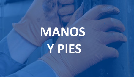 Persona trabajando con unos guantes naranjas