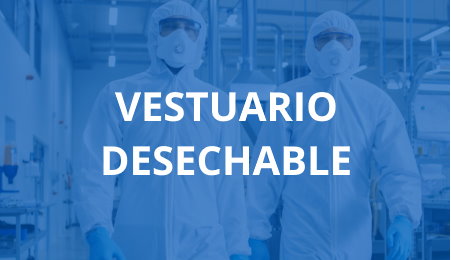 Pareja de operarios en planta industrial con epi desechable gafas y mascarillas