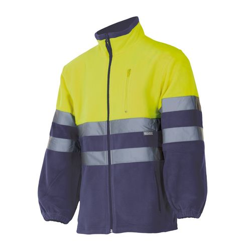 183. Chaqueta polar bicolor alta visibilidad Amarillo Flúor / Azul Marino (70) Talla L