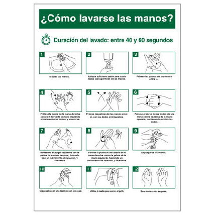 Cartel "Como lavarse las manos". 420x297mm