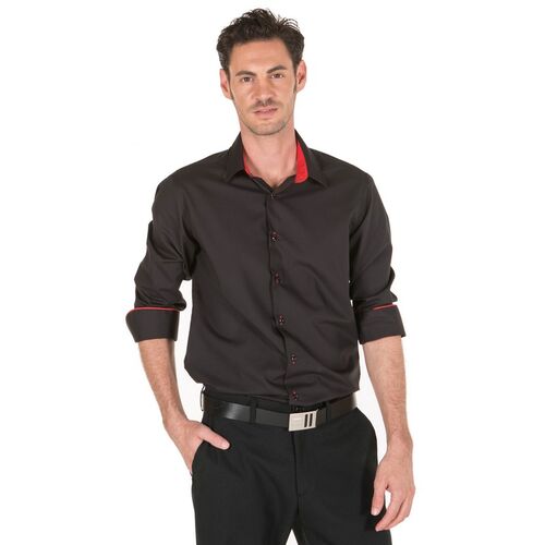 Camisa de caballero Mod. MAURO (1013) Negro/Rojo Talla 44