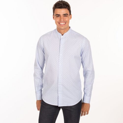 Camisa de caballero Mod. FIORE (1108) Rayas y puntos marino Talla 48