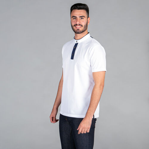 Polo con cuello mao tejano (101) Blanco Talla XS