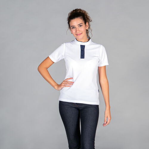 Polo de mujer con cuello mao tejano (101) Blanco Talla S