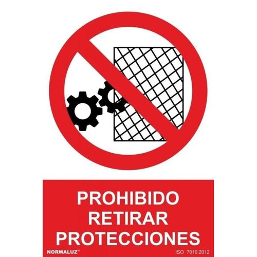 Seal "PROHIBIDO RETIRAR PROTECCIONES". Tamao 210x300