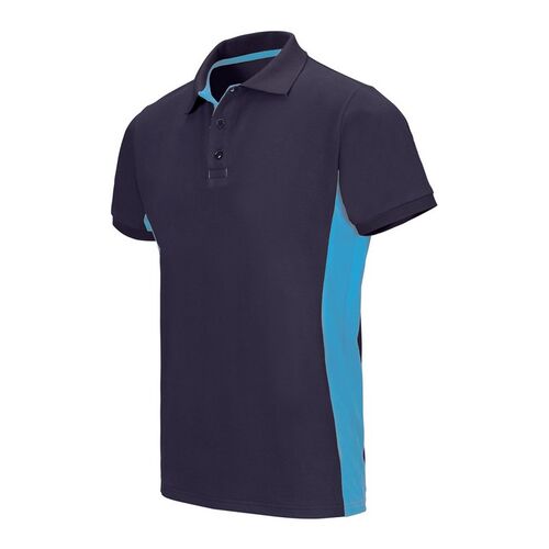 Polo bicolor de manga corta Azul marino / Celeste Talla L