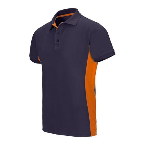 Polo bicolor de manga corta Azul Marino / Naranja Talla XL