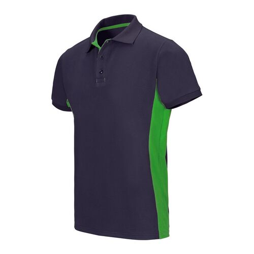 Polo bicolor de manga corta Azul Marino / Verde Lima Talla S