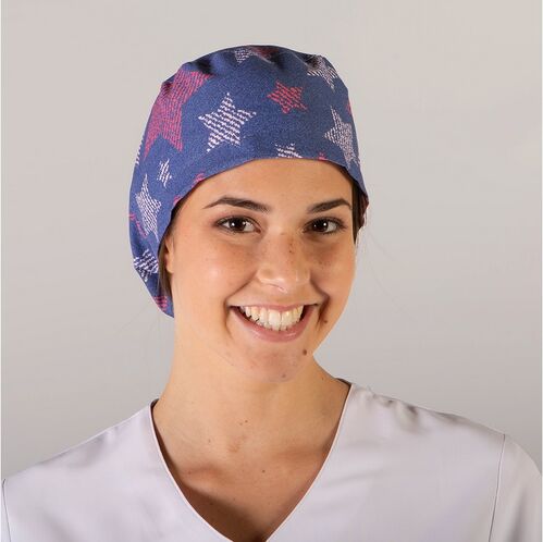 Gorro de cirujano con goma en microfibr (2882) Estrellas Talla nica