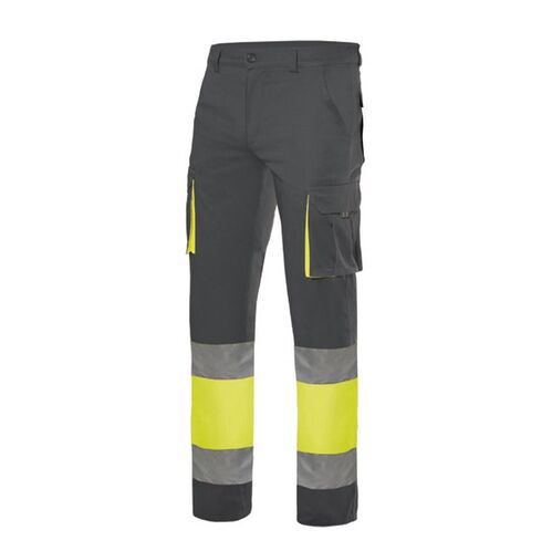 Pantaln de alta visibilidad 100% algodn Gris / Amarillo Fluor (8/20) Talla M