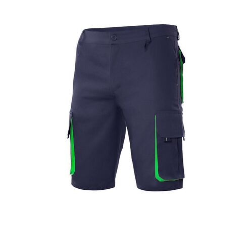 Bermuda multibolsillos bicolor Azul Marino / Verde Lima Talla 36