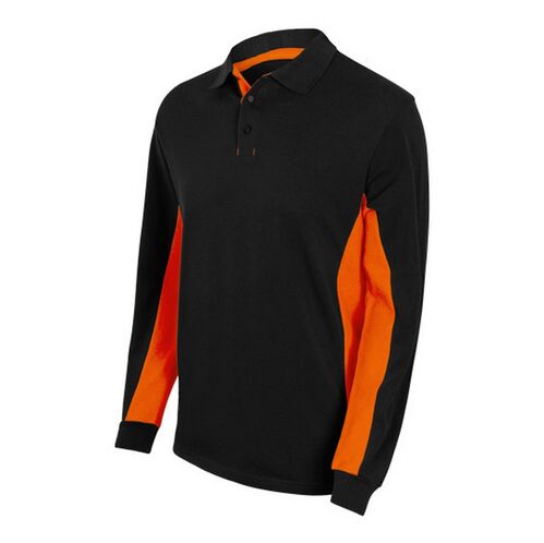 Polo bicolor de manga larga Negro (0) / Naranja (16) Talla XS