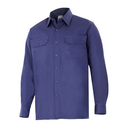 Camisa de manga larga 100% algodn Azul Marino Talla S