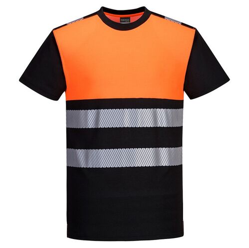 Camiseta de alta visibilidad PW3 Naranja Fluor / Negro Talla S