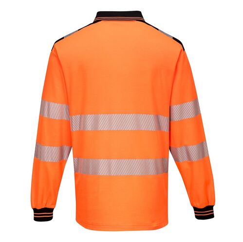Polo de alta visibilidad de manga larga PW3 Naranja Fluor / Negro Talla 3XL
