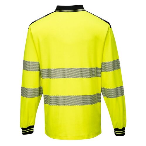 Polo de alta visibilidad de manga larga PW3 Amarillo Fluor / Negro Talla M