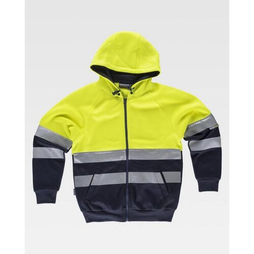 Sudadera de alta visibilidad con capucha Mod. C9036 Amarillo Fluor / Azul Marino Talla S