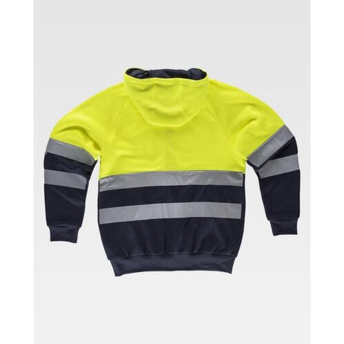 Sudadera de alta visibilidad con capucha Mod. C9036 Amarillo Fluor / Azul Marino Talla S