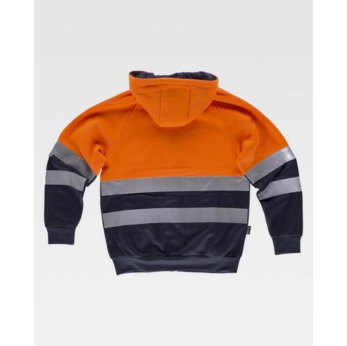 Sudadera de alta visibilidad con capucha Mod. C9036 Naranja Fluor / Azul Marino Talla S