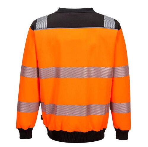 Sudadera de alta visibilidad con cuello redondo PW3 Naranja Fluor / Negro Talla S