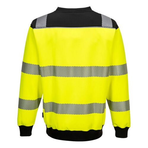 Sudadera de alta visibilidad con cuello redondo PW3 Amarillo Fluor / Negro Talla M