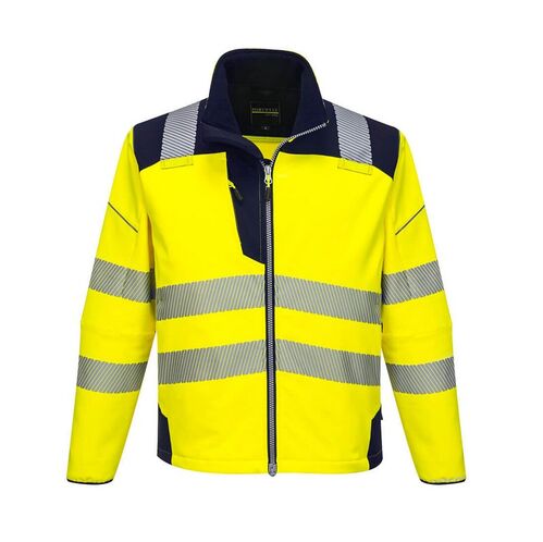 Softshell de alta visibilidad PW3 Amarillo Fluor / Azul Marino Talla S