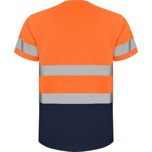 Camiseta de alta visibilidad Mod. DELTA Naranja Fluor / Azul Marino Talla S