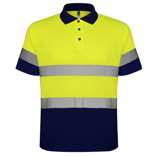 Polo de alta visibilidad Mod. POLARIS Amarillo Fluor / Azul Marino Talla S