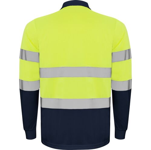 Polo de alta visibilidad Mod. POLARIS LS Amarillo Fluor / Azul Marino Talla S