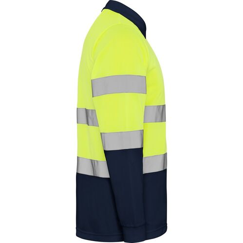 Polo de alta visibilidad Mod. POLARIS LS Amarillo Fluor / Azul Marino Talla S