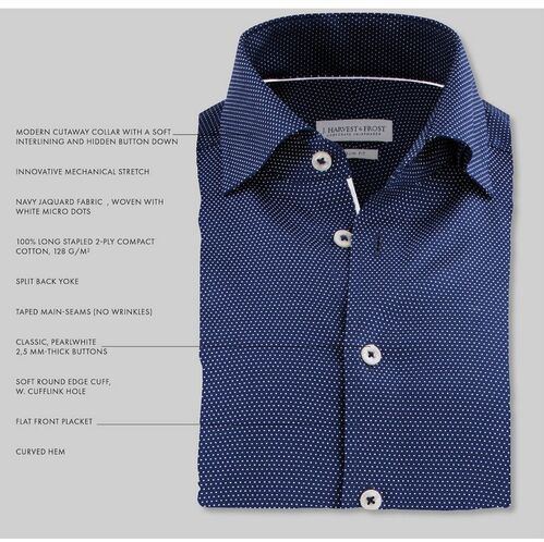 Camisa de caballero Mod. PURPLE BOW 49 SLIM (601) Marino/Blanco Talla XXL