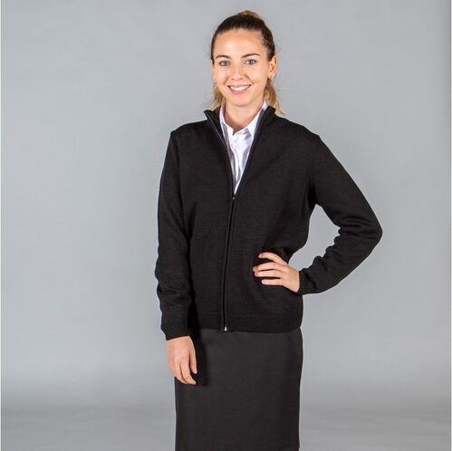 Chaqueta de punto grueso con cremallera para mujer (001) Negro Talla 38