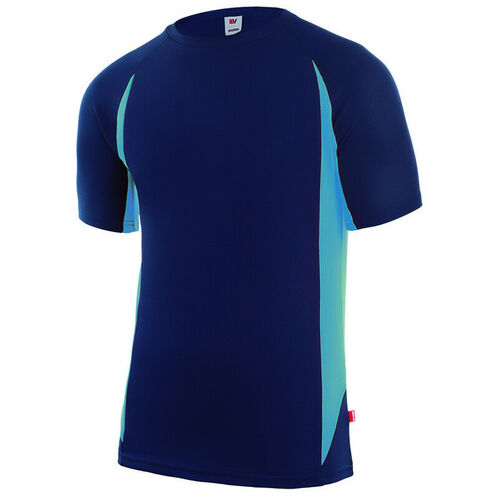 Camiseta bicolor de alta visibilidad Azul marino / Celeste Talla S