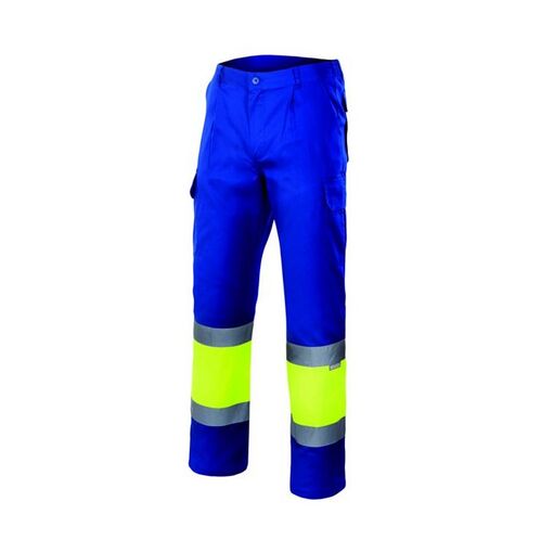 Pantalón bicolor alta visibilidad forrado Amarillo Flúor / Azulina (140) Talla M