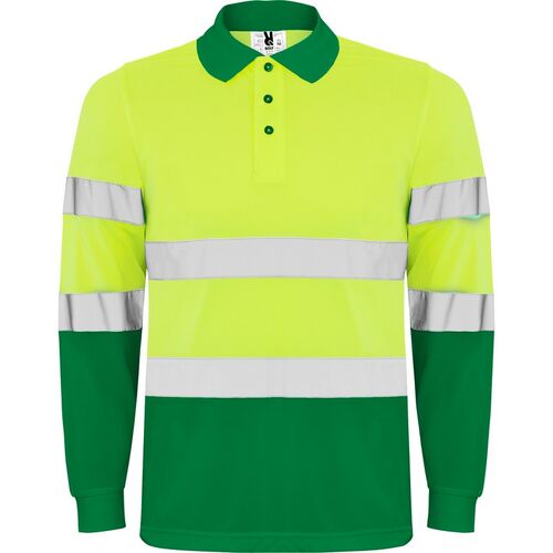 Polo de alta visibilidad Mod. POLARIS LS Amarillo Fluor / Verde Talla S