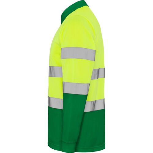 Polo de alta visibilidad Mod. POLARIS LS Amarillo Fluor / Verde Talla S