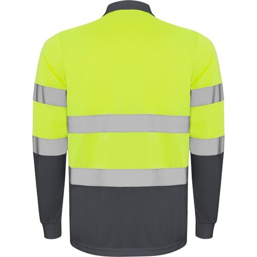 Polo de alta visibilidad Mod. POLARIS LS Amarillo Fluor / Plomo Talla S