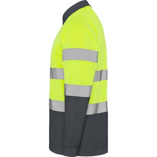 Polo de alta visibilidad Mod. POLARIS LS Amarillo Fluor / Plomo Talla S