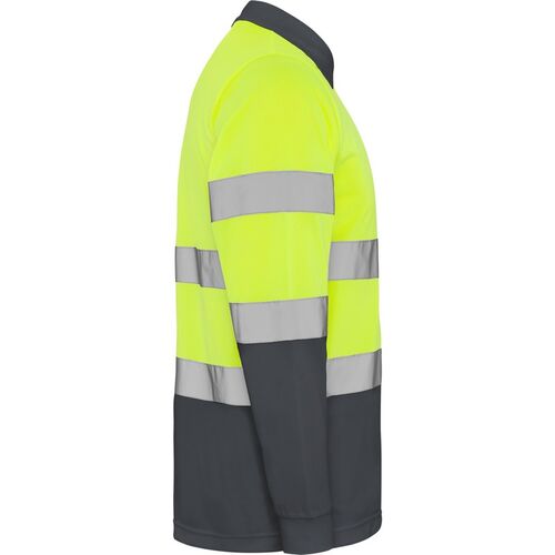 Polo de alta visibilidad Mod. POLARIS LS Amarillo Fluor / Plomo Talla S