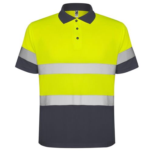Polo de alta visibilidad Mod. POLARIS Amarillo Fluor / Plomo Talla S