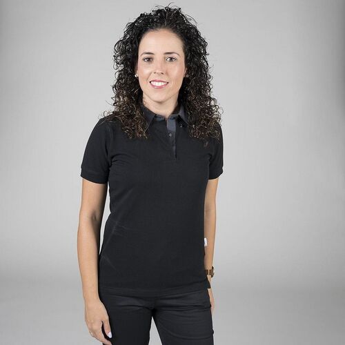 Polo de señora con cuello camisero (776) Cuadrado Negro/Gris Talla S
