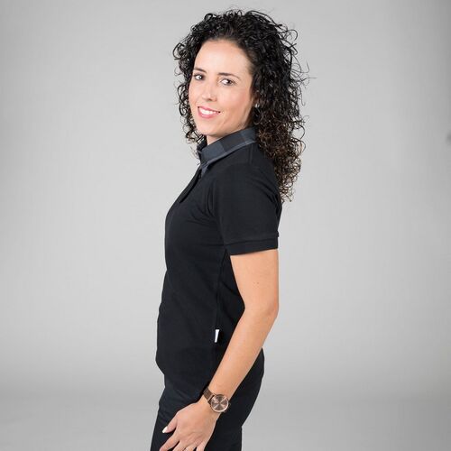 Polo de señora con cuello camisero (776) Cuadrado Negro/Gris Talla S