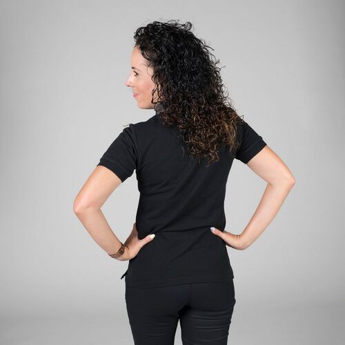 Polo de señora con cuello camisero (776) Cuadrado Negro/Gris Talla S