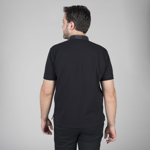 Polo de caballero con cuello camisero (776) Cuadrado Negro/Gris Talla XL