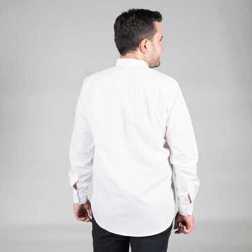 Camisa de caballero manga larga cuello mao. (101) Blanco Talla 40