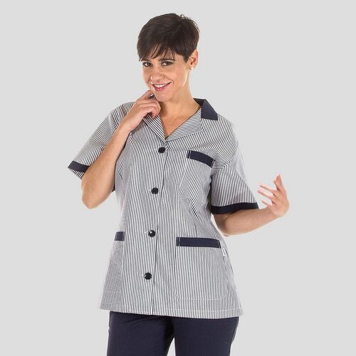 Casaca de manga corta con botones  (402) Vichy  Marino R.A Talla XXL