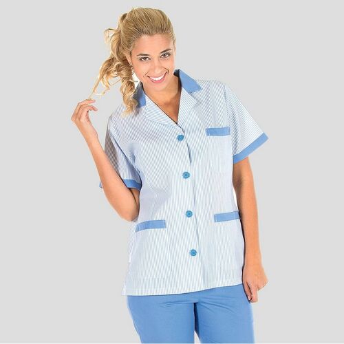 Casaca de manga corta con botones  (403) Vichy Celeste R.A  Talla S