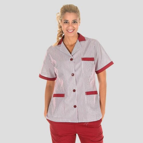 Casaca de manga corta con botones  (412) Vichy Burdeos R.A  Talla S